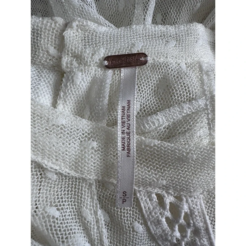 Free People Lace New Romantics Blouse Top Shirt Mesh Sheer Victorian S Small FP - Picture 7 of 9